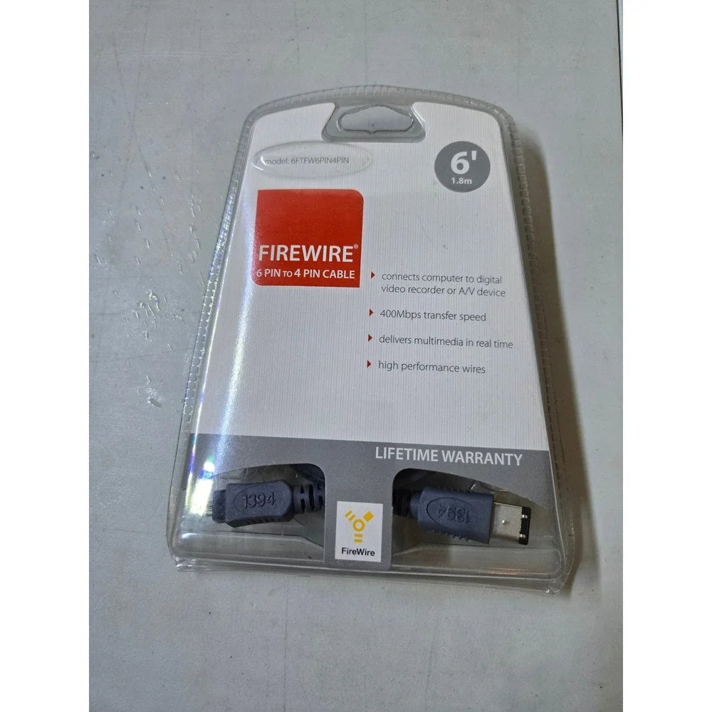 Cyber Power FireWire 6 Pin to 4 Pin Cable 6ft 1.8m 400Mbps for Video Recorder AV